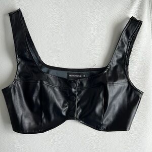 Vegan Leather Crop Top Black Sexy Edgy Look - Size 8